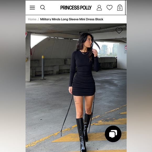 Princess Polly MILITARY MINDS LONG SLEEVE MINI DRESS BLACK - Picture 2 of 5